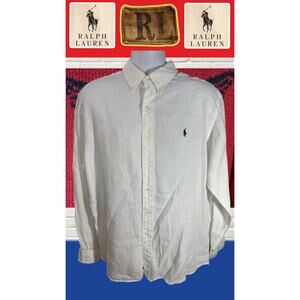 Polo Ralph Lauren Ellington 100% linen white button up shirt size XL